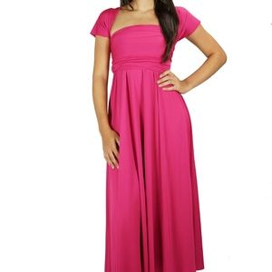 FLAMINGO PINK BRIDESMAID CONVERTIBLE WEDDING DRESS